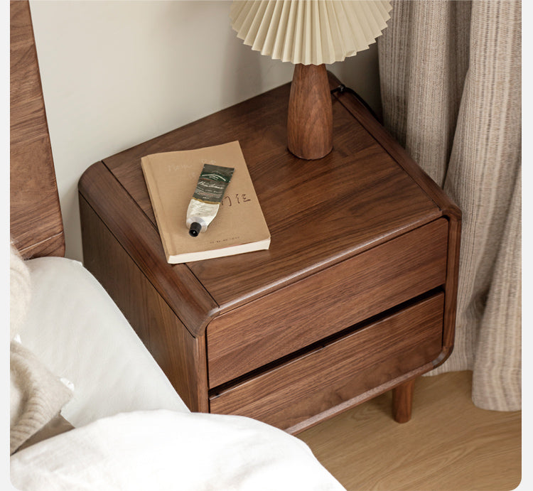 Black Walnut Solid Wood Minimalist nightstand"
