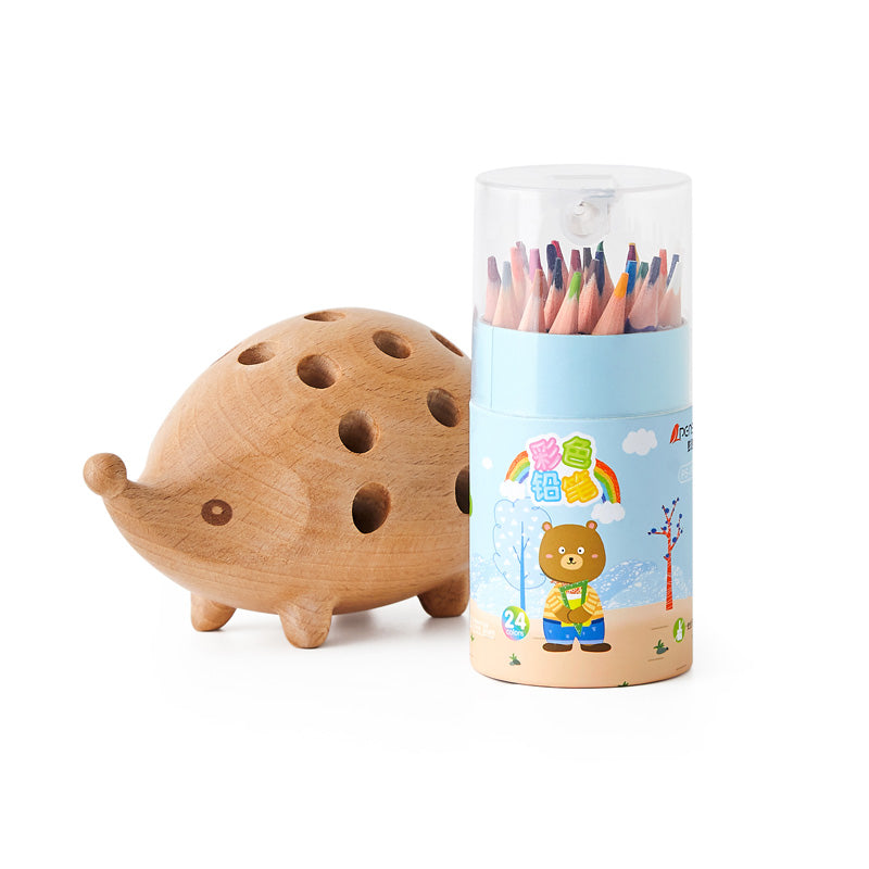 Beech Solid Wood Hedgehog Nordic Animal Pen Holder