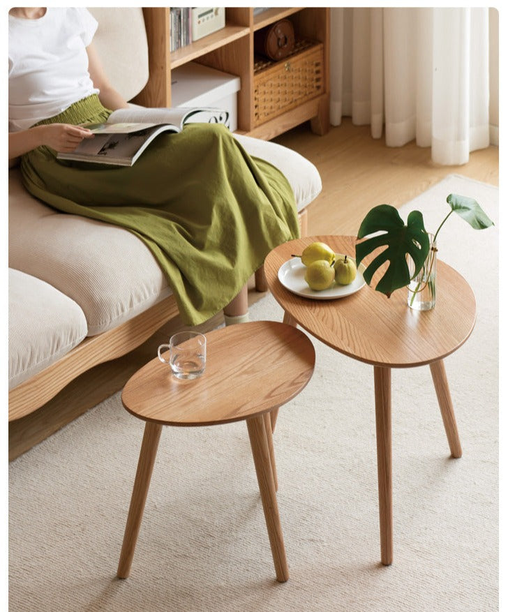 Combination shape side table Oak soli wood-
