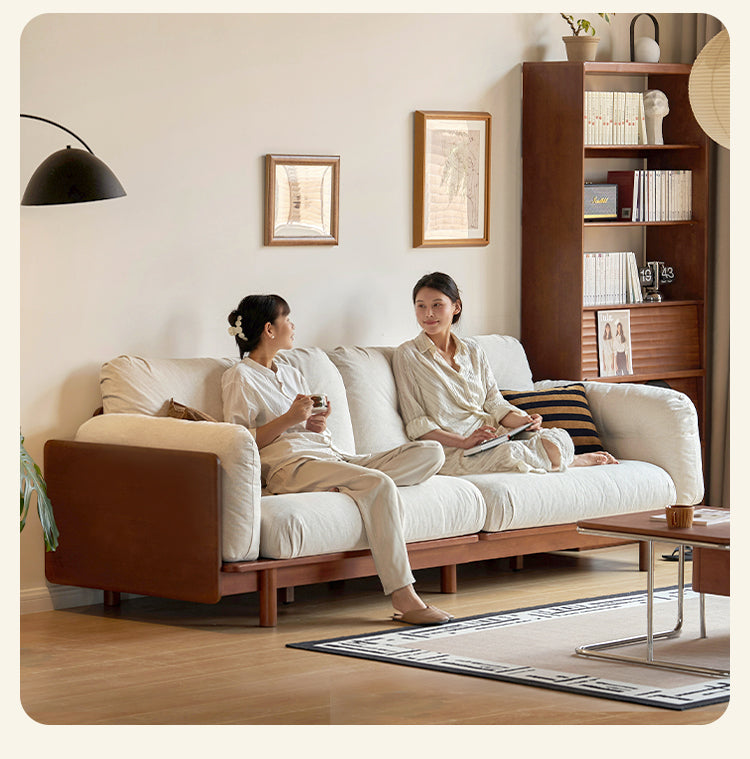 Rubber Solid Wood Fabric Sofa Ancient Style