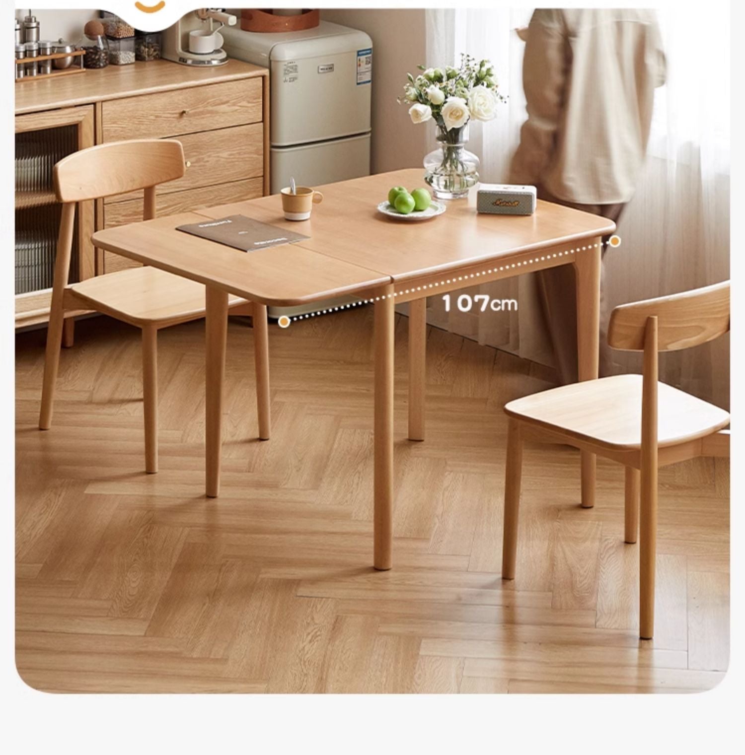 Beech solid wood folding small size dining table