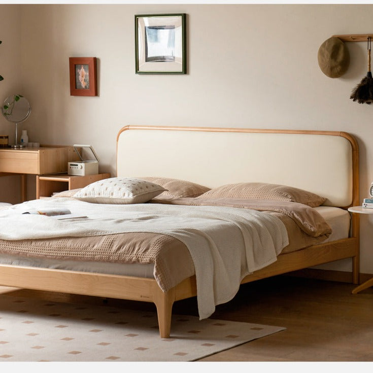 European Beech solid wood, Organic Leather bed"