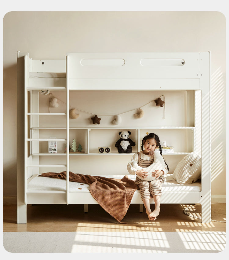 Poplar solid wood bunk bed cream style<