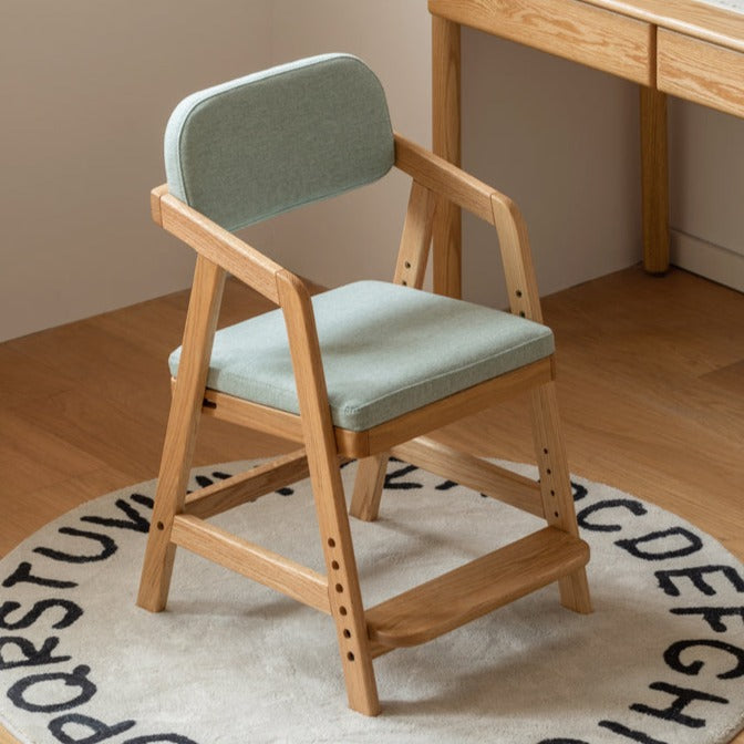 Adjustable height kids soft chair oak solid wood"