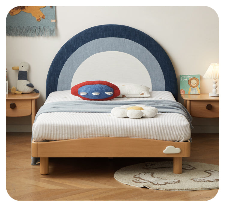 Beech Solid Wood Children's Rainbow Montessori Platform Bed