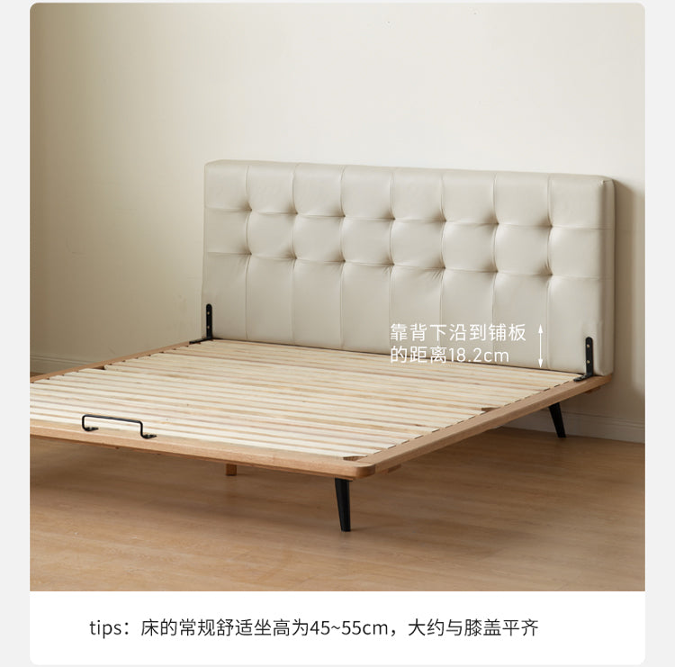 Oak solid wood Biscuit Suspension Cream Technology Cloth Bed_)