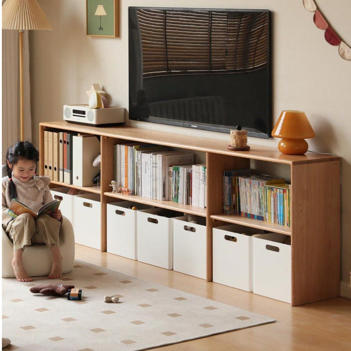 Oak Solid Wood TV Cabinet Minimalist Children's Toy Storage