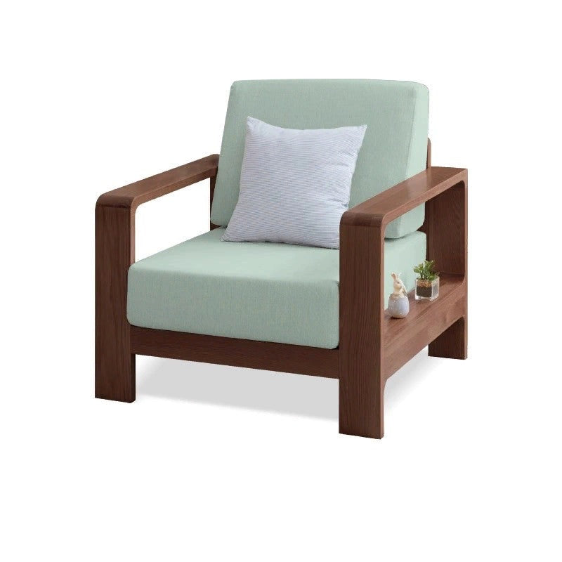 Oak Solid Wood Modern Fabric Sofa)