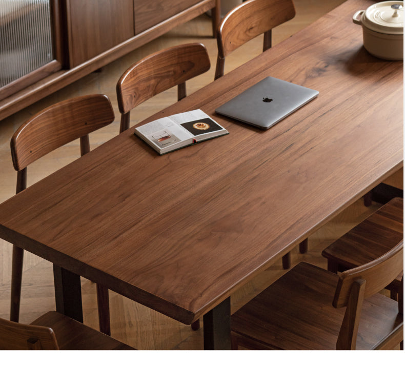 Black walnut solid wood natural edge large board dining table,