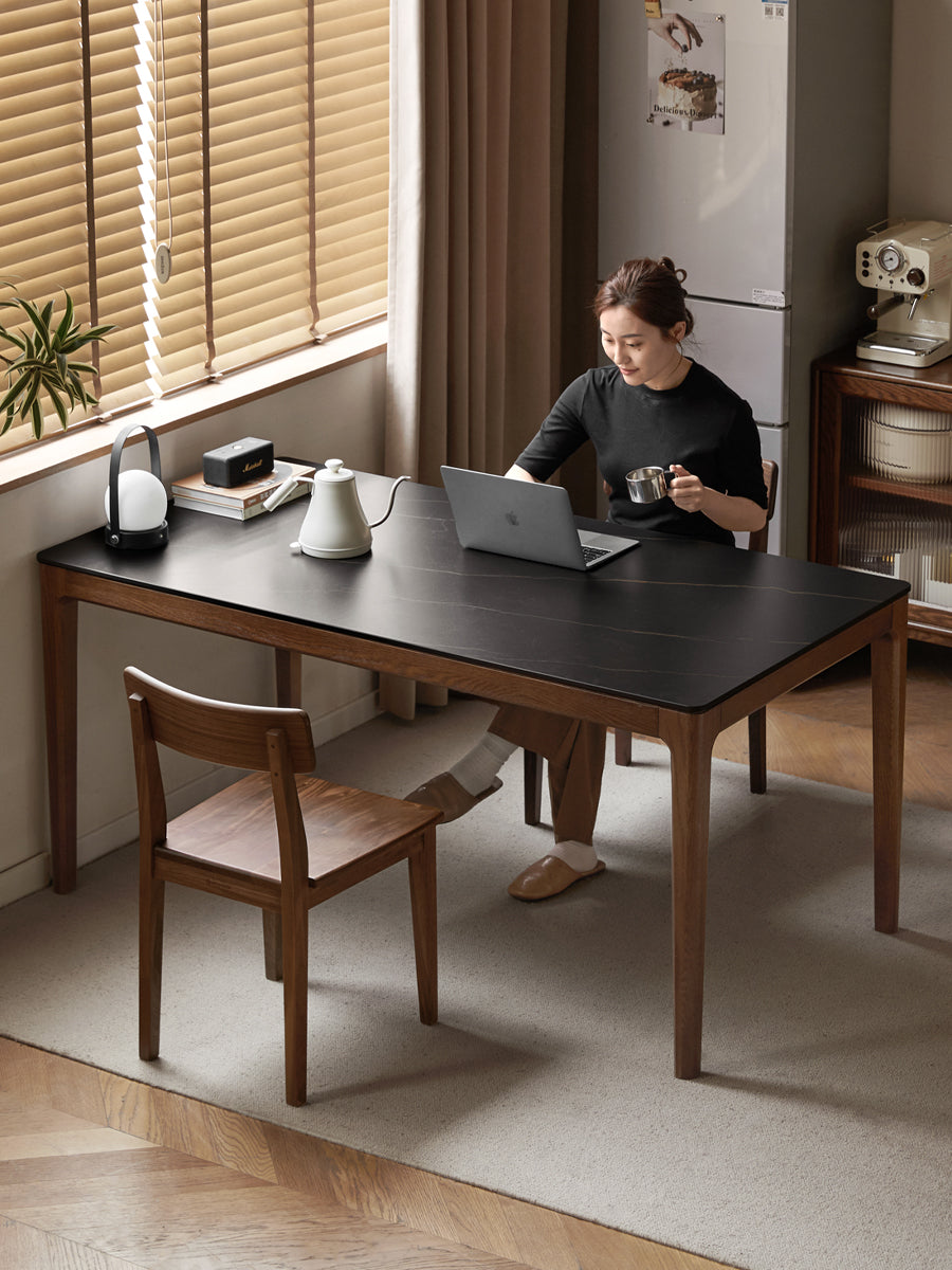 Oak Solid Wood Modern Minimalist Rock Plate Dining Table
