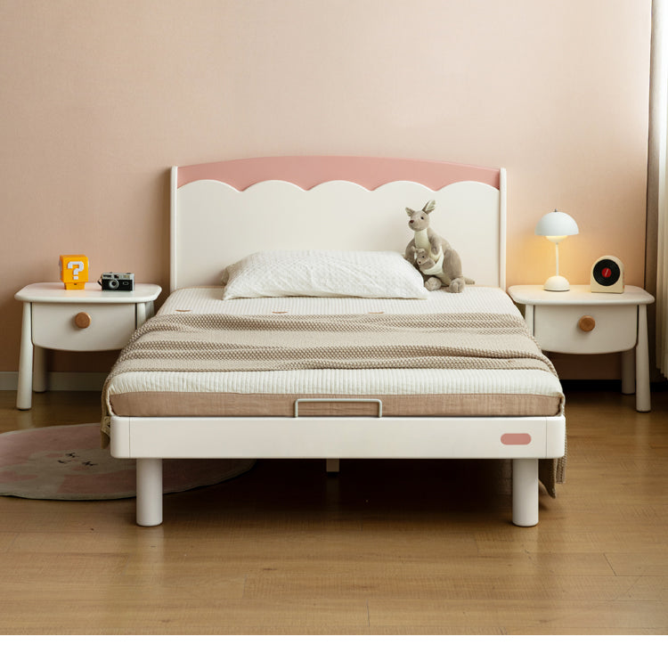 Rubber Solid Wood Cream Style Single Bed