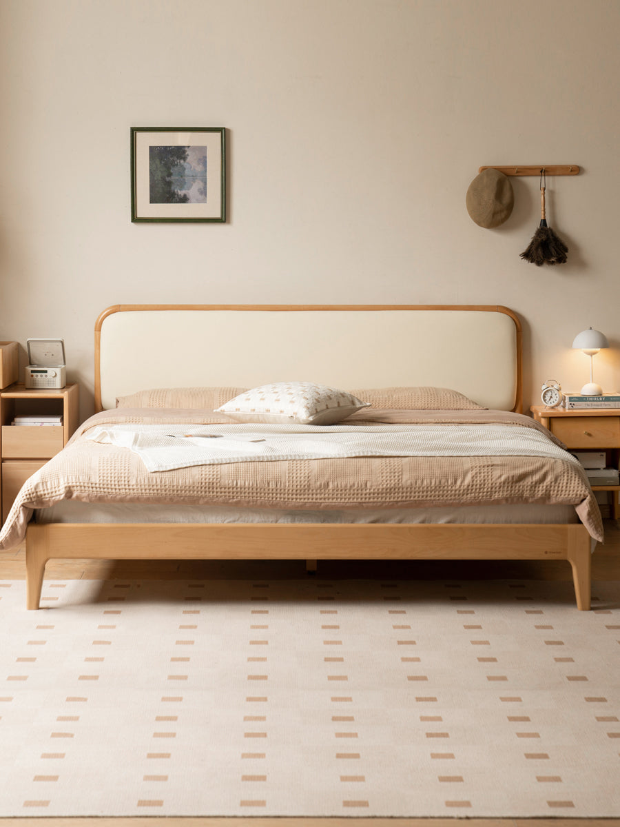 Вeech solid wood European, Organic Leather bed