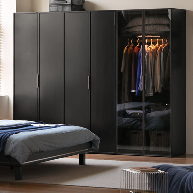 Pine Solid Wood Modern Wardrobe with Light