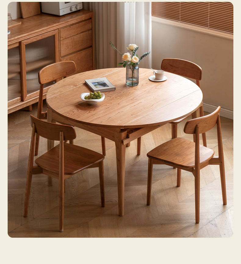 Cherry solid wood folding dining table