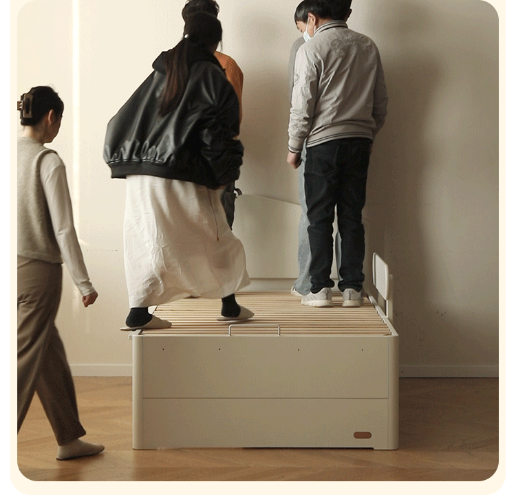 Rubberwood Solid Wood Children's White Storage Box Bed