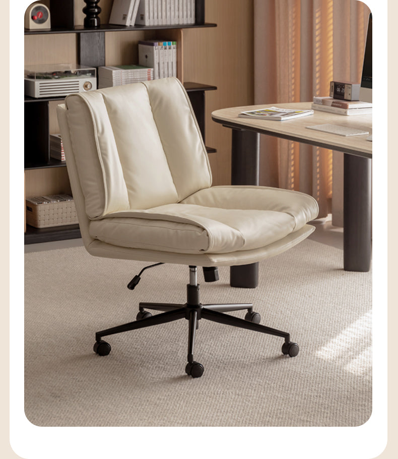 Organic Leather Soft Book Rotating Lift Chair Cream Style