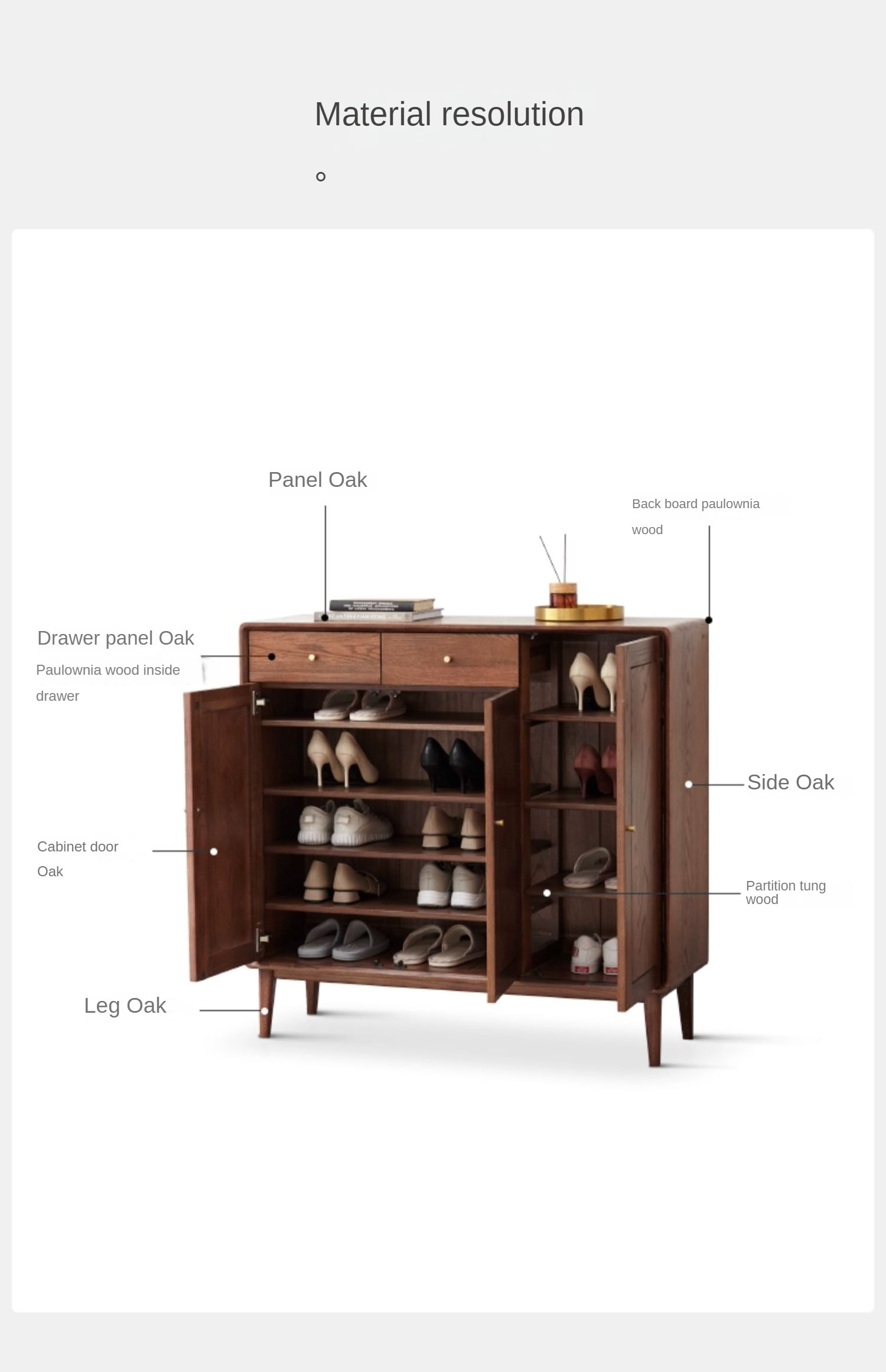 Oak Solid Wood Shoe Cabinet, Entrance Cabinet