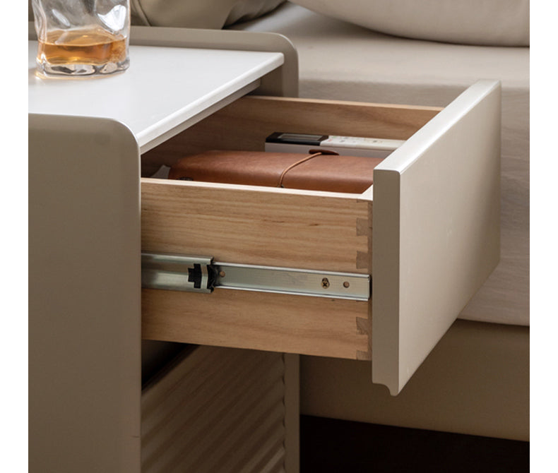 Poplar solid wood light luxury slate nightstand -