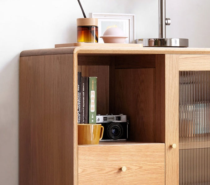 Oak solid wood side cabinet"