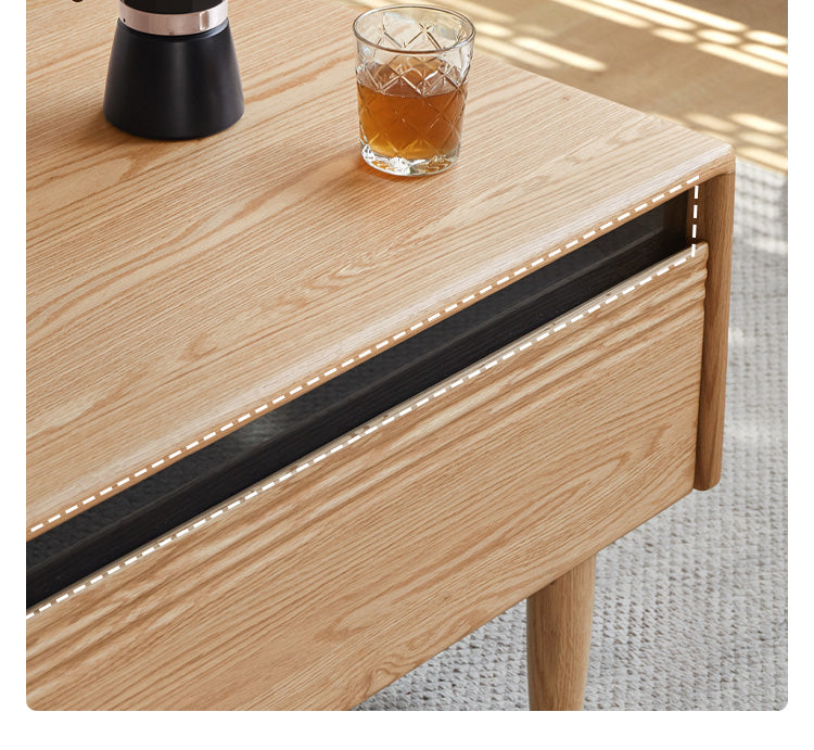 Oak solid wood modern tea table with drawer,