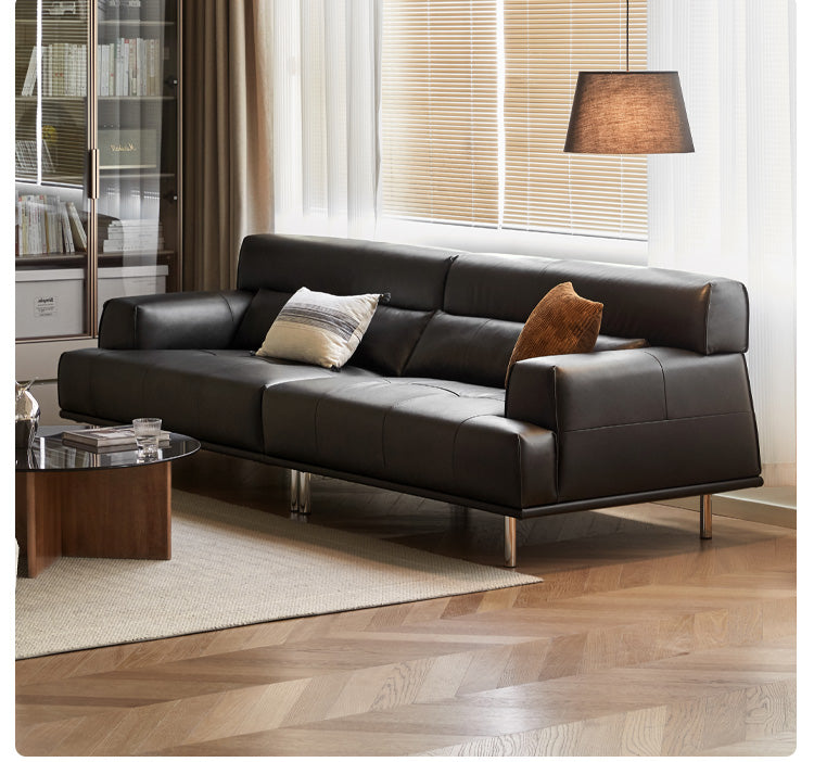 Leather sofa Italian minimalist black :