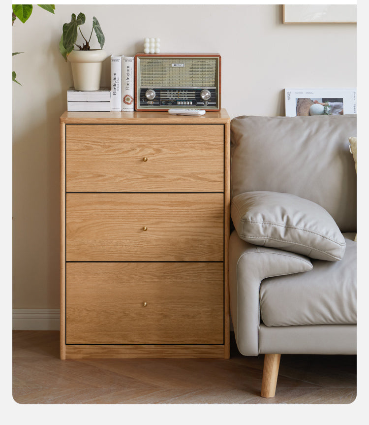 Oak Solid wood Floor-to-ceiling combination bookshelf, glass bookcase<