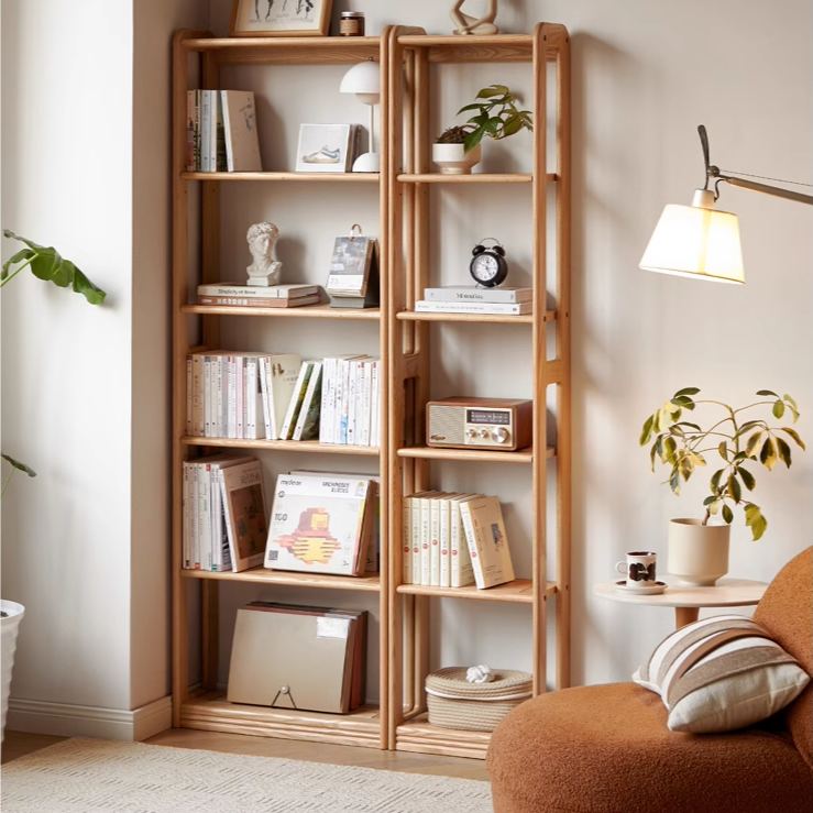 Study Racks Wood solid wood bookshelf modern simple study display rack small apartment ...