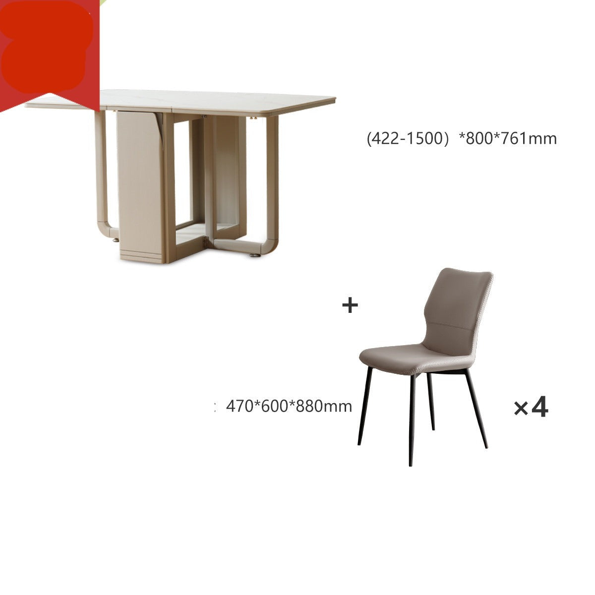 Solid wood slab folding dining table Italian light luxury"