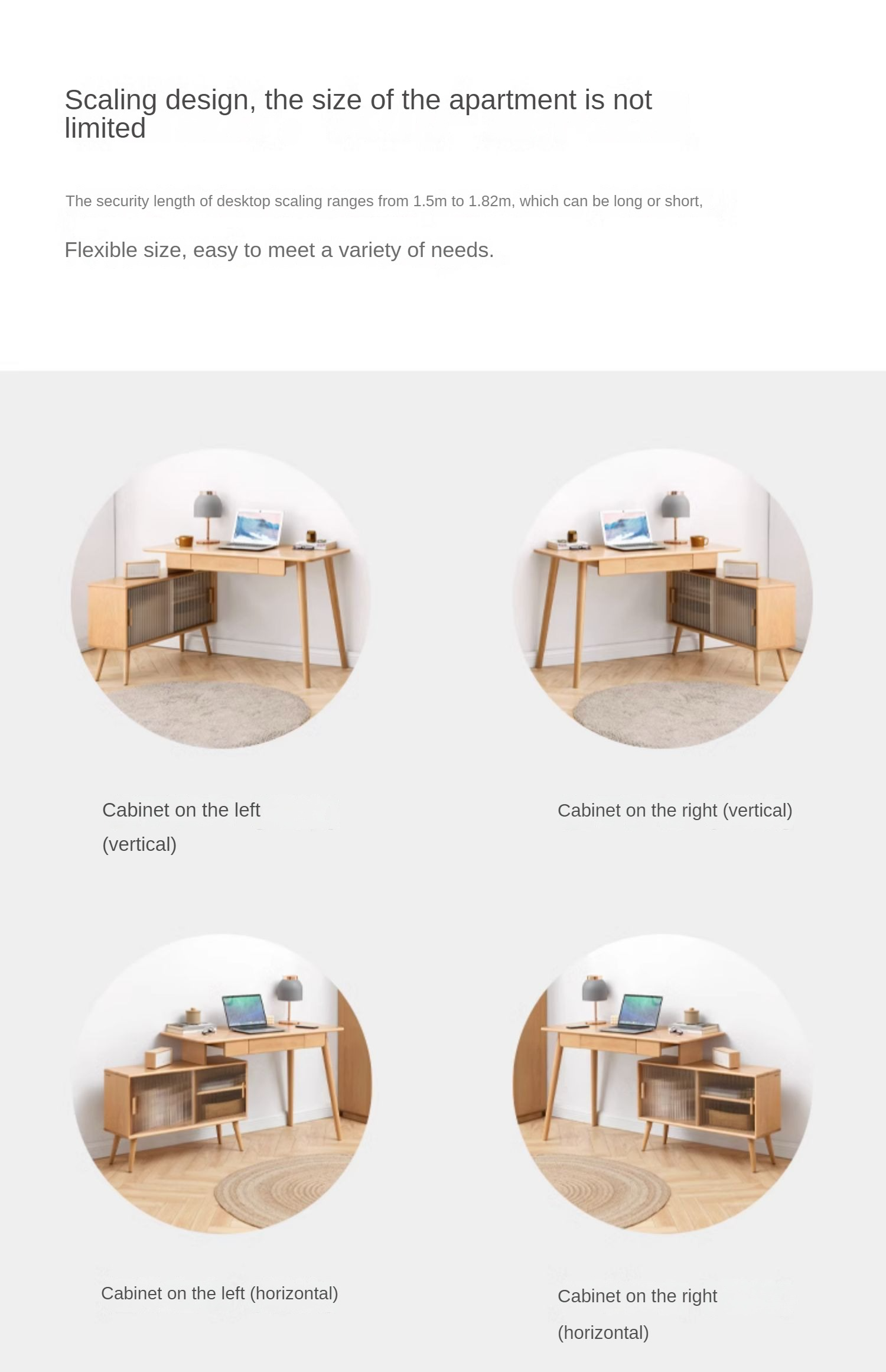Beech solid wood retractable and adjustable desk with storage combination"