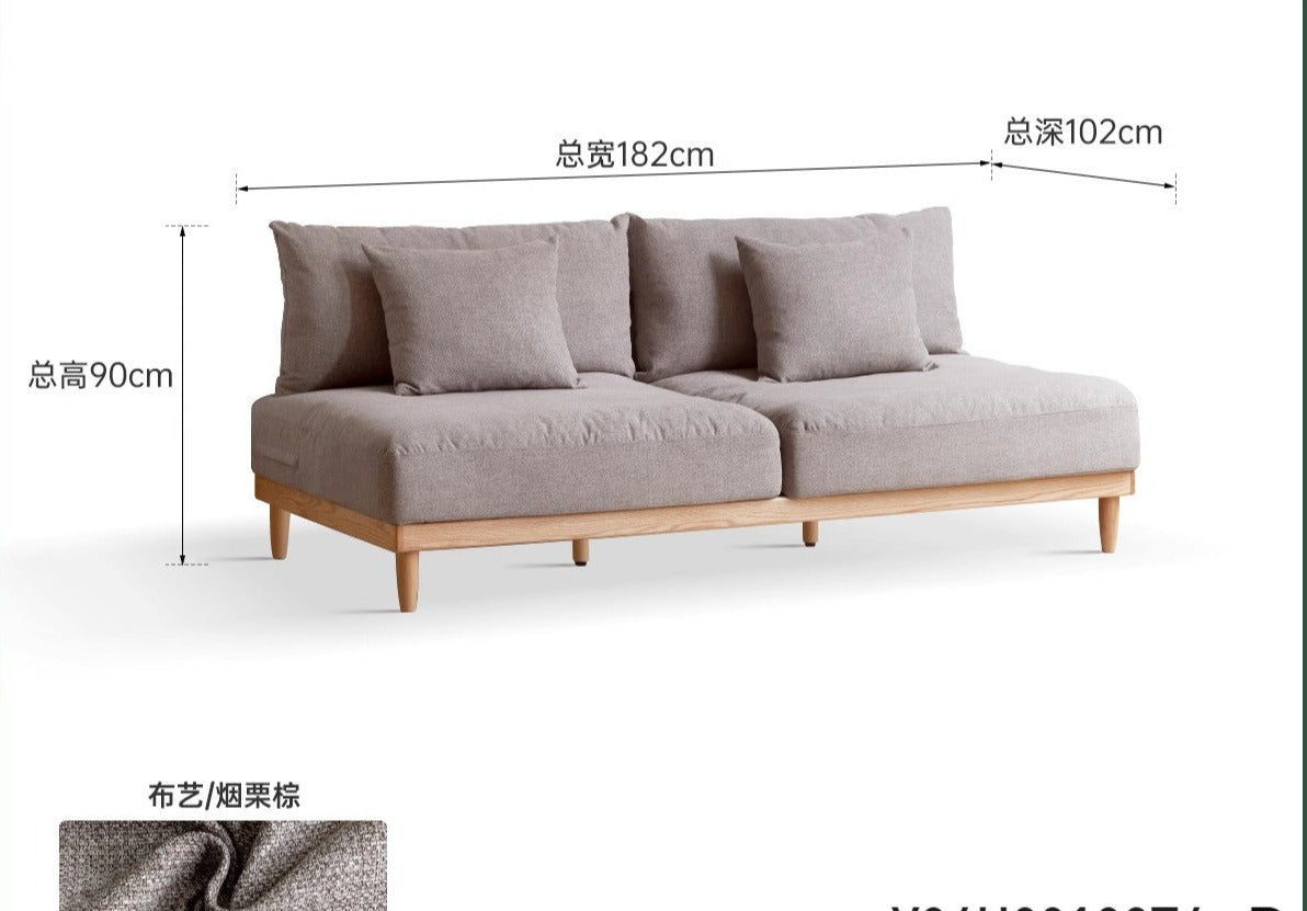 Sofa oak solid wood cotton linen fabric+