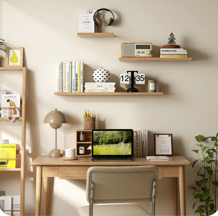 Oak, Black walnut Solid Wood Wall Shelf Bookcase