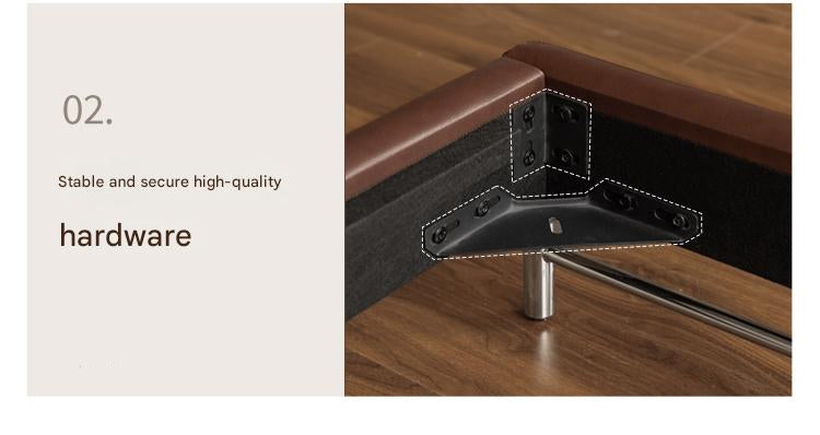 Leather Italian Light Luxury Brown Double Bed