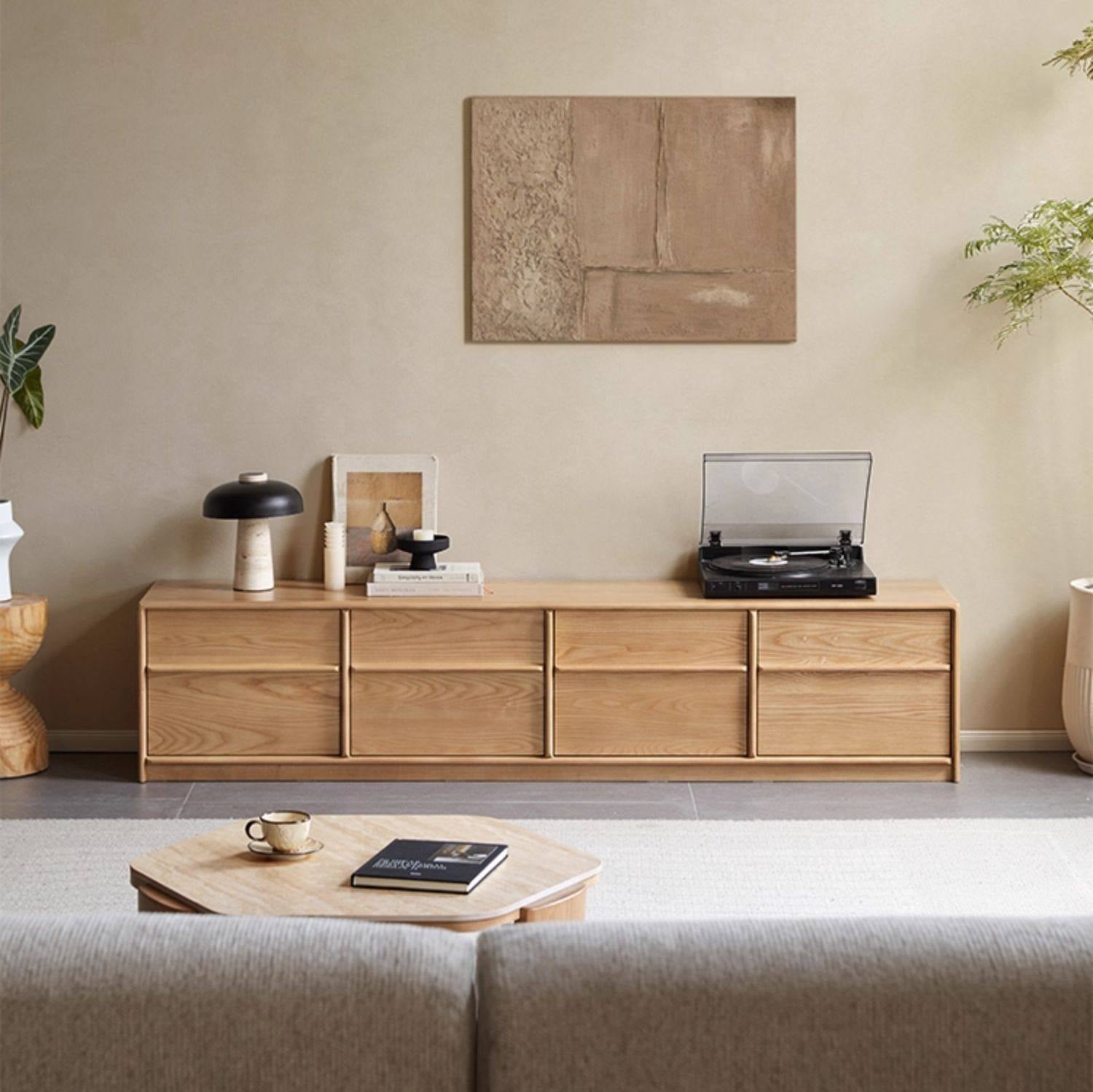 Ash Solid Wood Wabi-Sabi Style TV Cabinet