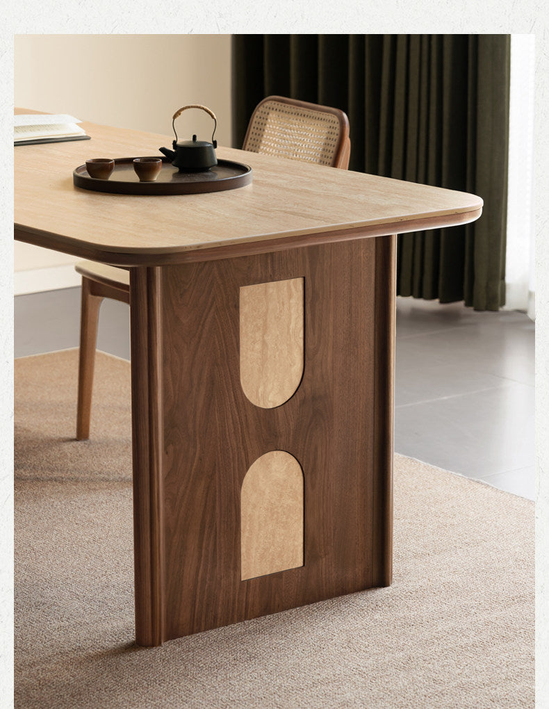 Black Walnut Solid Wood Vintage Style Slab Dining Table