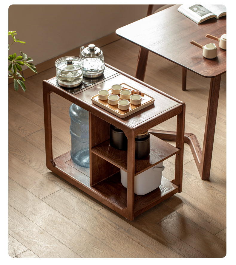 Oak Solid Wood Movable Kettle Integrated Tea Table