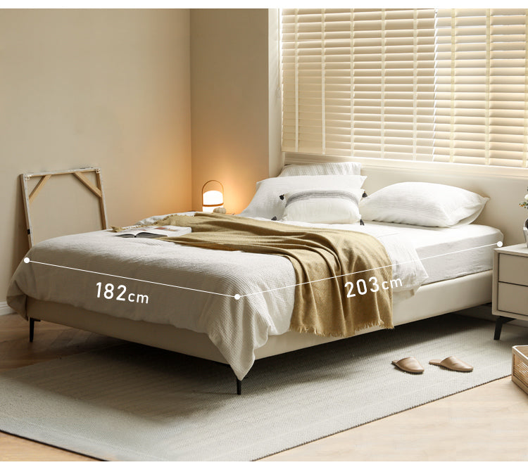 Technology Fabric platform bed, headboard-free bed Cream Style