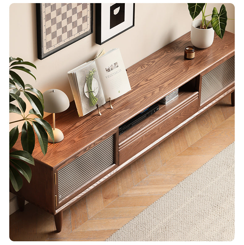 Ash solid wood modern floor TV cabinet-