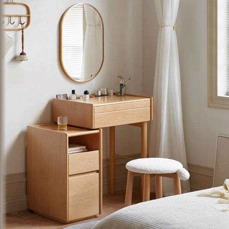 Beech solid wood Dressing table telescopic LED light