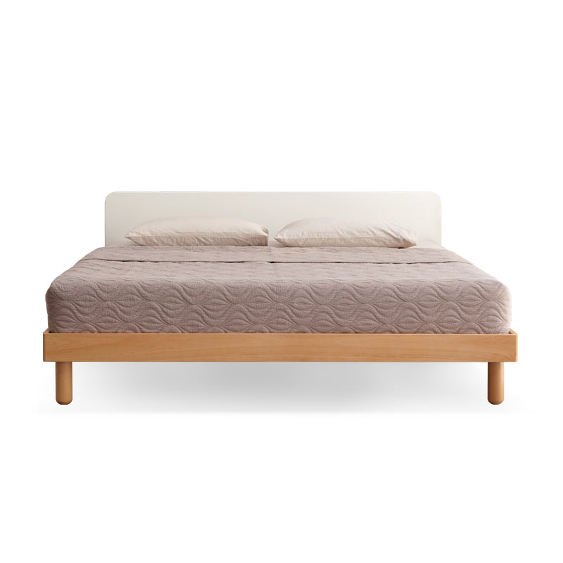 European Beech solid wood bed Nordic cream style<