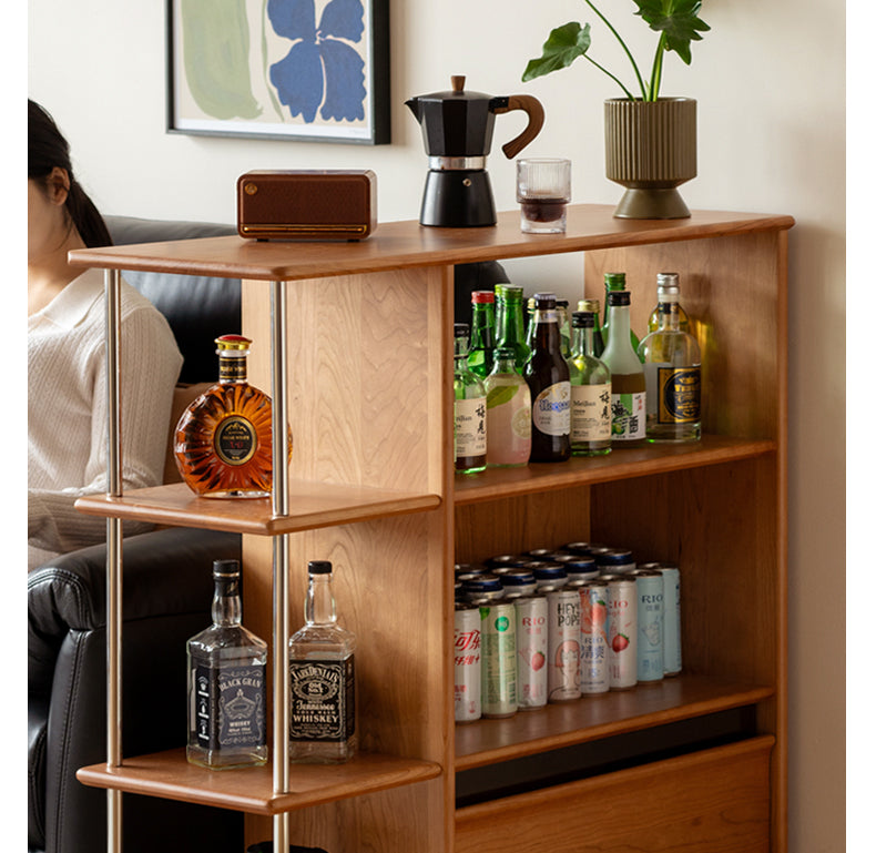 Cherry Solid Wood  Retro Partition Bookcase