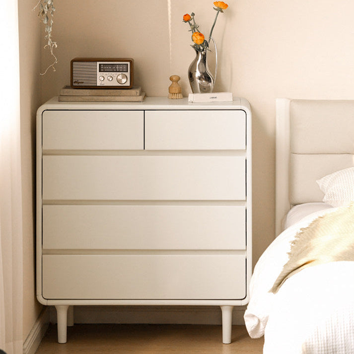 Solid Rubberwood Milky Cream Style Chest of Drawers