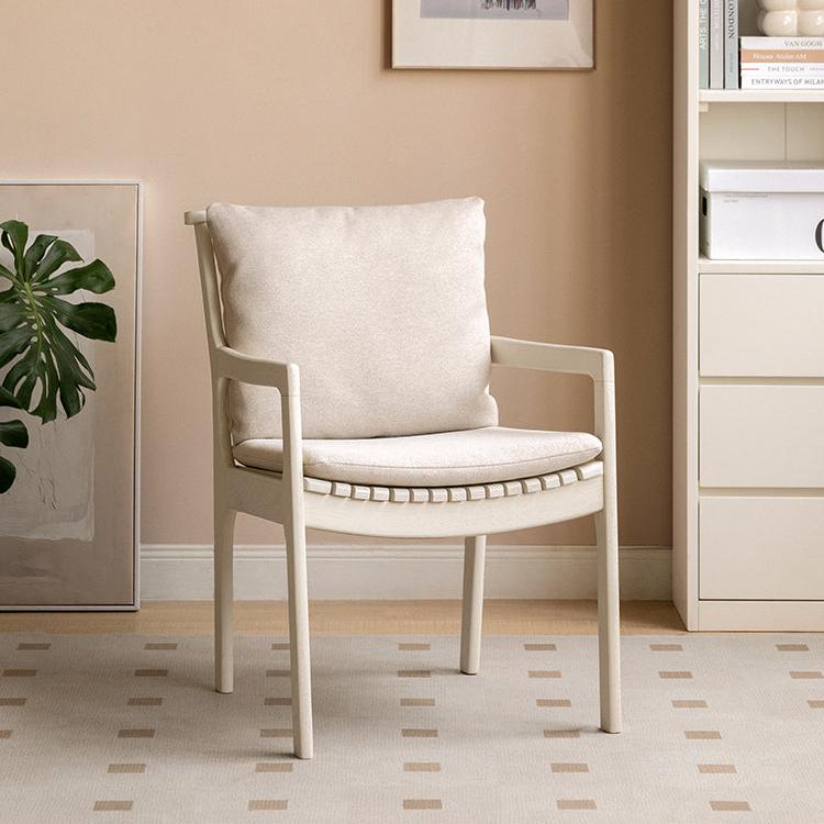 Oak Solid Wood Study Chair Cream Style