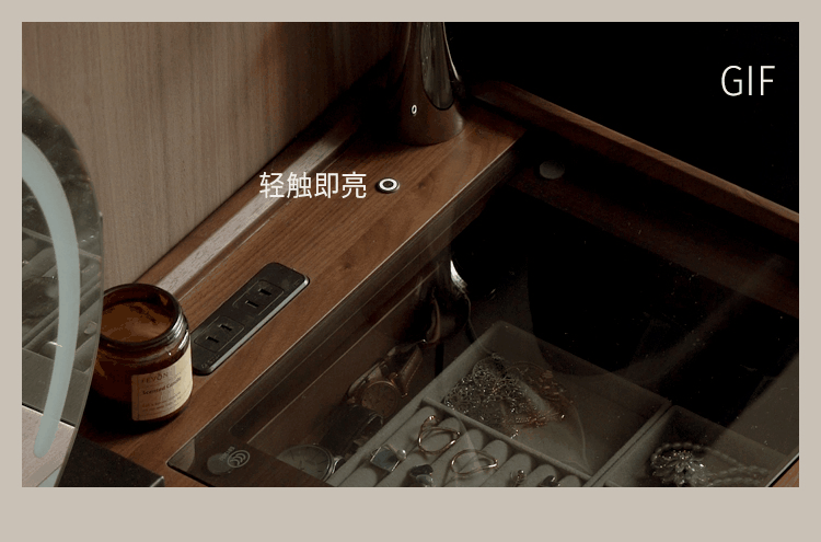 Black Walnut Solid Wood Italian Light Luxury Dressing Table