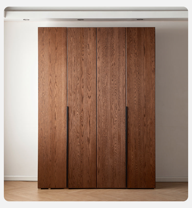 Oak solid wood wardrobe high walnut color: