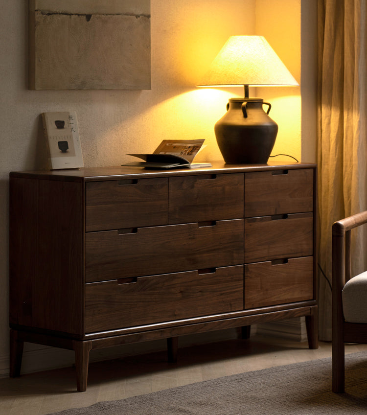 Ash Solid Wood Storage Cabinet Against the Wall