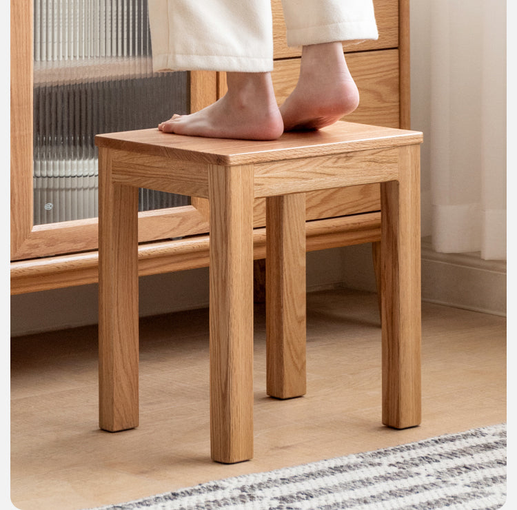 4 pcs set Oak Solid Wood Nordic Square Stool