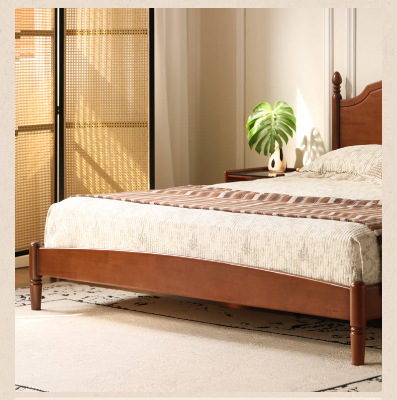 Poplar, Cherry Solid Wood French Retro Large Board Bed