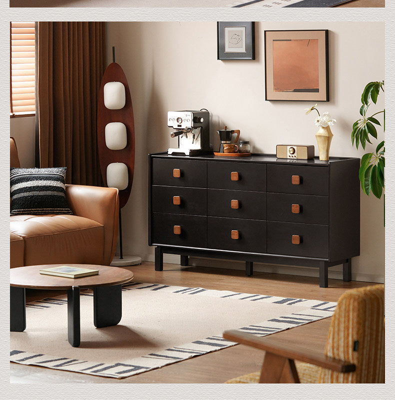 Rubberwood Solid Wood Antique-Style Bedroom Drawer cabinet