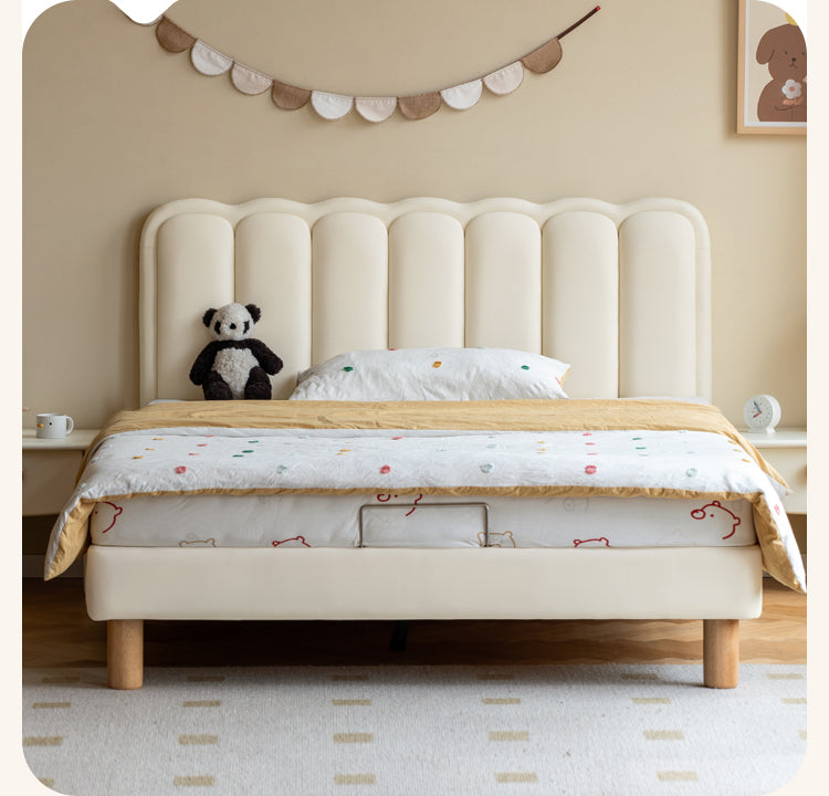 Children's Bed white cream style organic leather