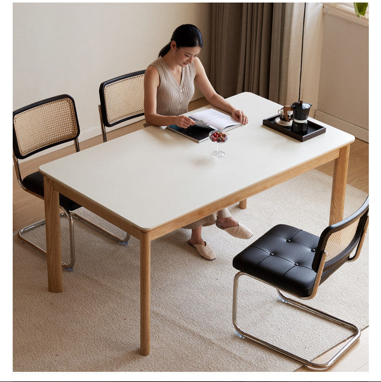 Ash, Oak Solid Wood Modern Minimalist Style Slab Dining Table